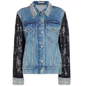 NEW Alice + Olivia Jeff Embellished Denim Jacket